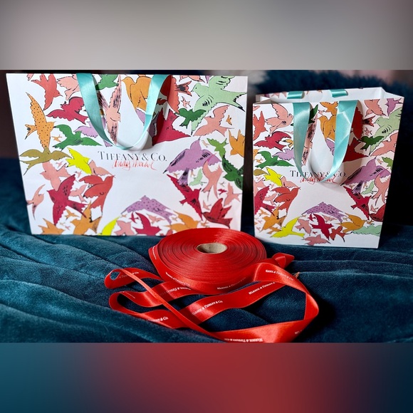 Tiffany & Co. x Andy Warhol 2 Gift Bag sz XL & M and HUGE Ribbon Roll BUNDLE - Picture 8 of 16